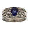 Anello a fasce in oro bianco con zaffiro 1,16 ct e diamanti