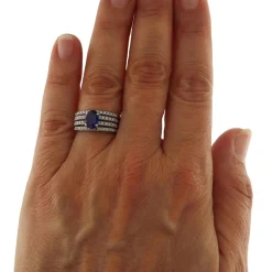 Anello a fasce in oro bianco con zaffiro 1,16 ct e diamanti