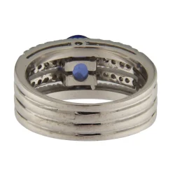 Anello a fasce in oro bianco con zaffiro 1,16 ct e diamanti