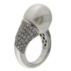 Anello contrarié in oro bianco con perla e diamanti 1,51 ct