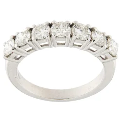 Anello fedina in oro bianco con 7 diamanti taglio brillante 1,42 ct