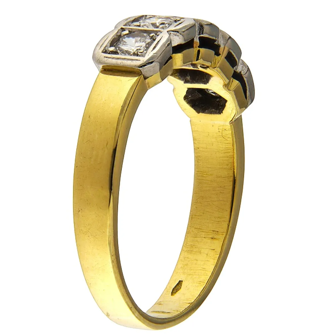 Anello fedina in oro giallo e bianco con 5 brillanti 0,70 ct