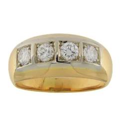 Anello fedina in oro giallo e bianco con diamanti 0,74 ct