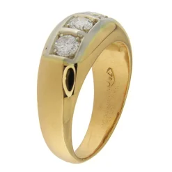 Anello fedina in oro giallo e bianco con diamanti 0,74 ct