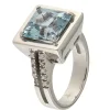 Anello in oro bianco con acquamarina 5,17 ct e diamanti