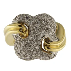 Anello in oro giallo e bianco con pavè di diamanti 1,96 ct