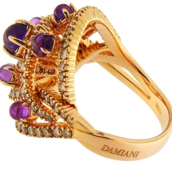 Anello in oro rosa con ametiste e brillanti brown