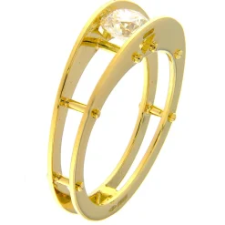 Anello solitario in oro giallo con diamante taglio brillante 0,52 ct certificato HRD