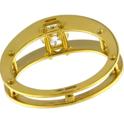 Anello solitario in oro giallo con diamante taglio brillante 0,52 ct certificato HRD