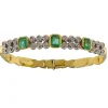 Bracciale in oro giallo e bianco con smeraldi e brillanti