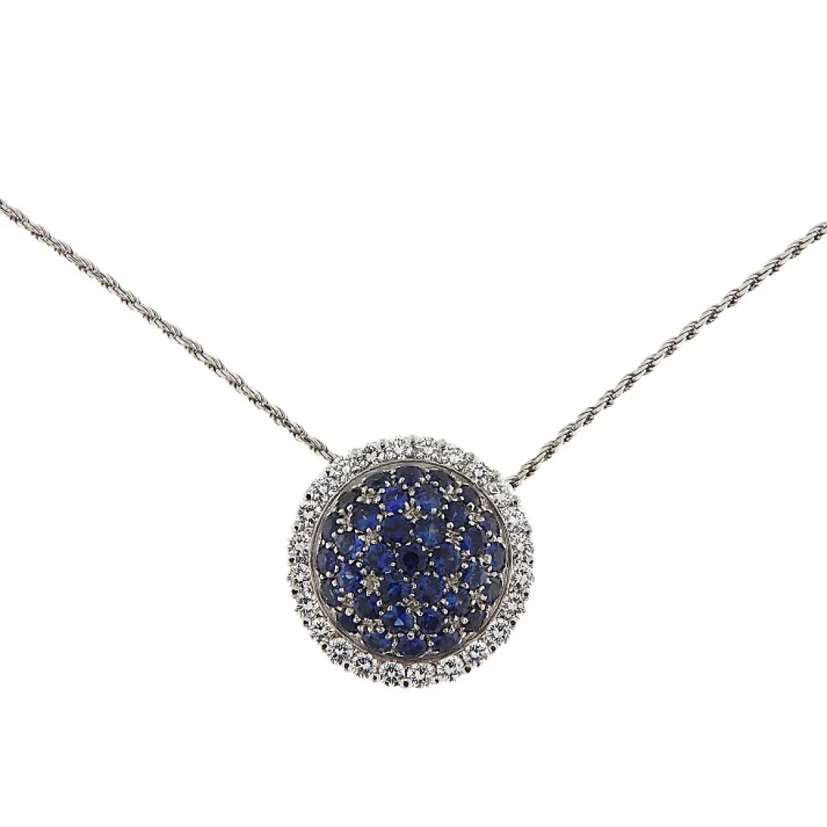Girocollo in oro bianco con zaffiri e brillanti
