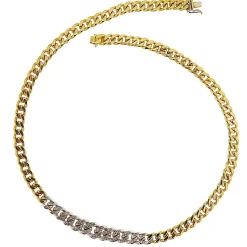 Girocollo in oro giallo e bianco con diamanti taglio huit-huit