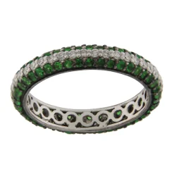 Guidetti | Anello eternity in oro bianco con diamanti e tsavoriti