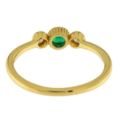 Guidetti | Anello fedina in oro giallo con smeraldo e diamanti