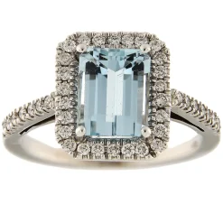 Guidetti | Anello in oro bianco con acquamarina e diamanti 0,38 ct
