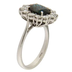 Guidetti | Anello in oro bianco con zaffiro 2,70 ct e contorno di diamanti