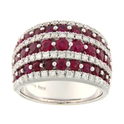 Guidetti | Anello in oro bianco con pavé di rubini e diamanti