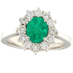 Guidetti | Anello in oro bianco con smeraldo 1,14 ct e diamanti 0,73 ct