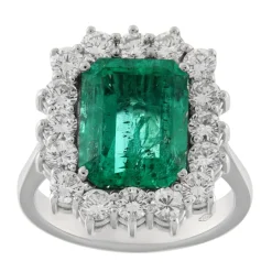 Guidetti | Anello in oro bianco con smeraldo 5,12 ct e diamanti