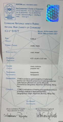 Guidetti | Anello in oro bianco con rubino 0,98 ct certificato IGI e diamanti