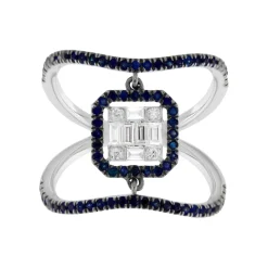 Guidetti | Anello in oro bianco con diamanti e zaffiri