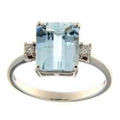 Guidetti | Anello in oro bianco con acquamarina 2,80 ct e diamanti