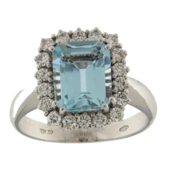 Guidetti | Anello in oro bianco con acquamarina e diamanti
