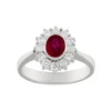 Guidetti | Anello in oro bianco con rubino 0,84 ct e contorno di diamanti
