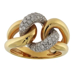 Guidetti | Anello in oro rosa e bianco a intreccio con diamanti