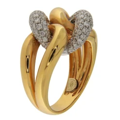 Guidetti | Anello in oro rosa e bianco a intreccio con diamanti