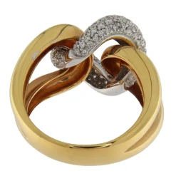 Guidetti | Anello in oro rosa e bianco a intreccio con diamanti