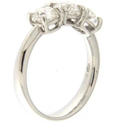 Guidetti | Anello trilogy in oro bianco con diamanti taglio brillante 1,51 ct certificati GIA