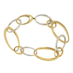 Guidetti | Bracciale a maglie ovali in oro bianco e giallo