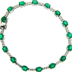 Guidetti | Bracciale in oro bianco con diamanti e smeraldi