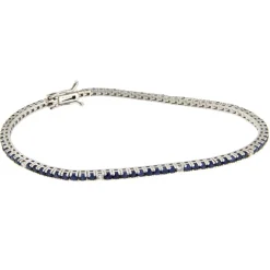 Guidetti | Bracciale tennis in oro bianco con zaffiri e diamanti