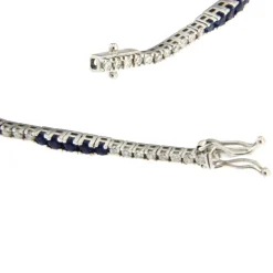 Guidetti | Bracciale tennis in oro bianco con diamanti e zaffiri