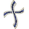 Guidetti | Ciondolo a croce in oro bianco con diamanti taglio brillante e zaffiri