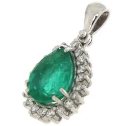 Guidetti | Ciondolo in oro bianco con smeraldo a goccia e diamanti