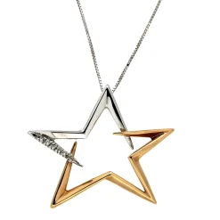 Guidetti | Girocollo con ciondolo “stella” in oro bianco e rosa con diamanti