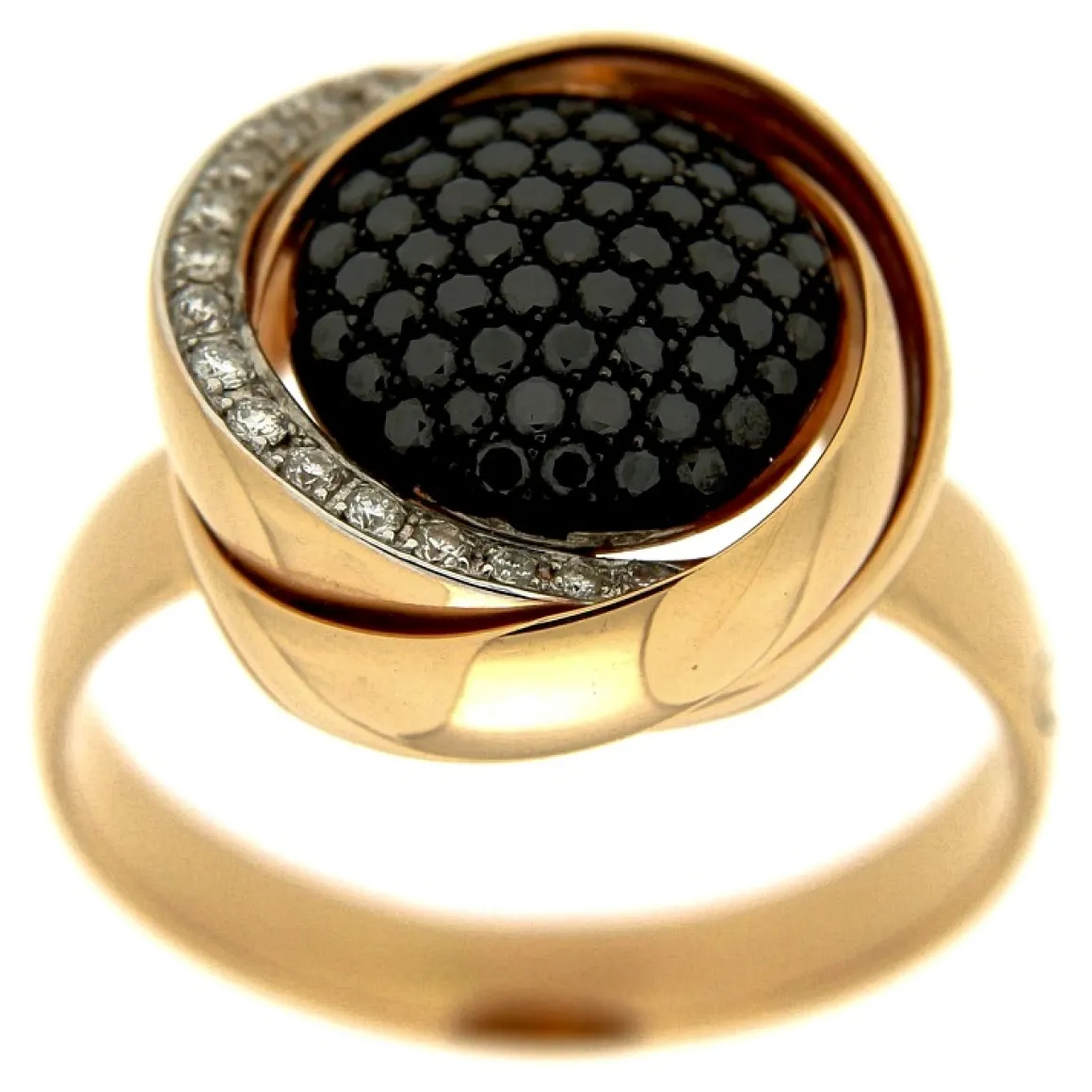 K di Kuore | Anello in oro rosa con diamanti bianchi e neri