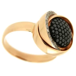 K di Kuore | Anello in oro rosa con diamanti bianchi e neri