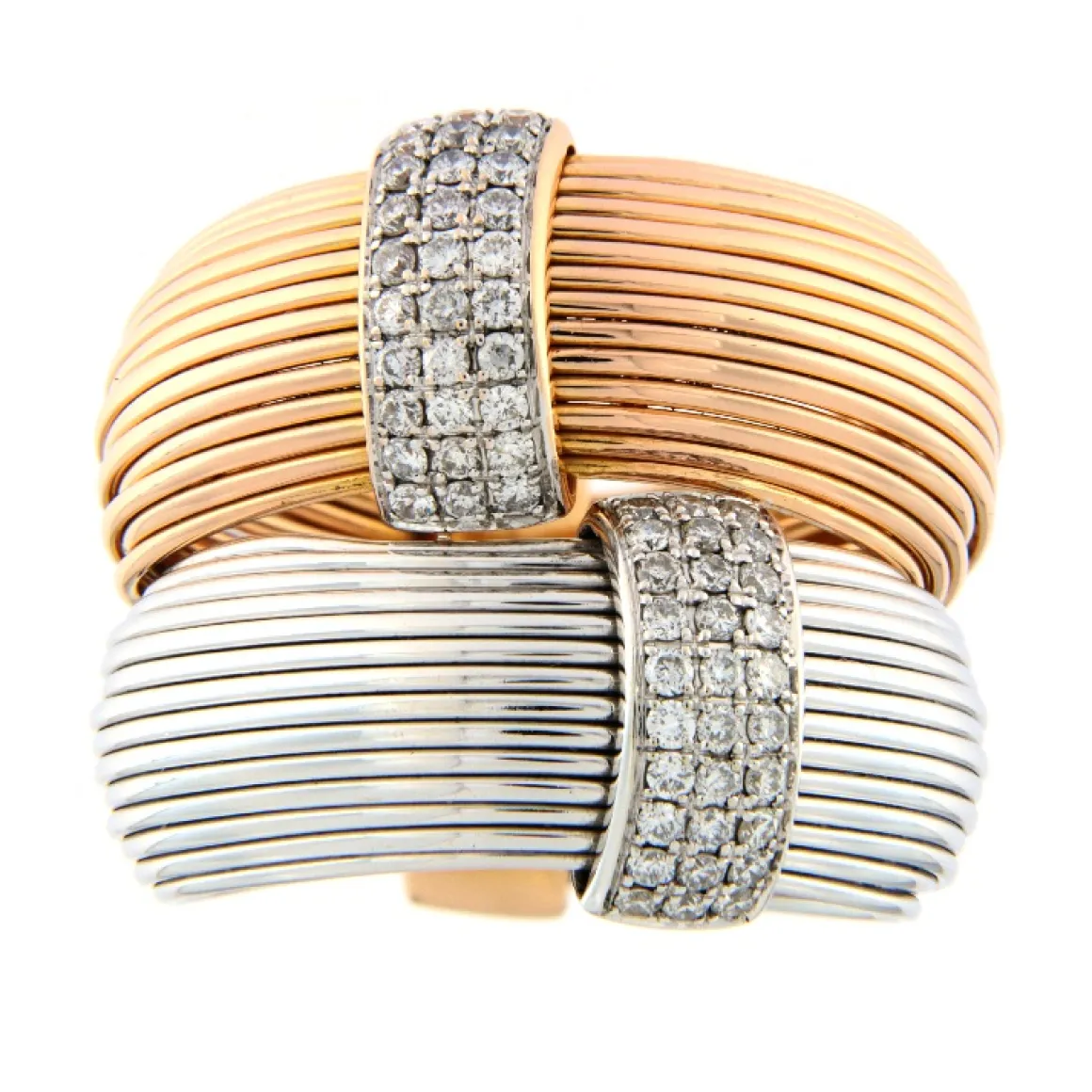 K di Kuore | Anello in oro rosa e bianco con diamanti