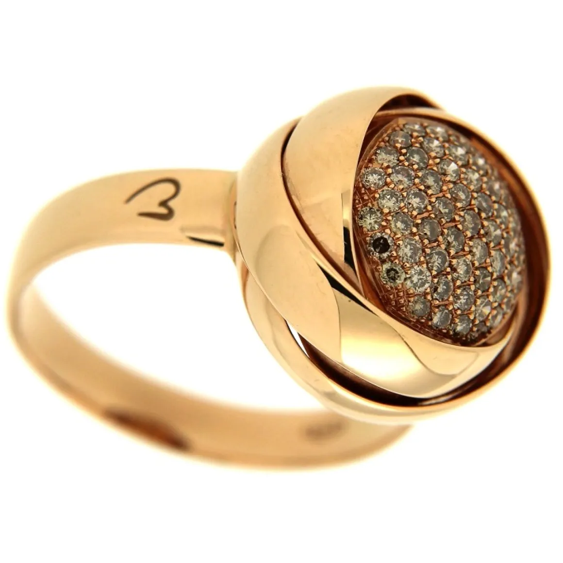 K di Kuore | Anello in oro rosa con diamanti brown