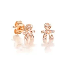 LeBebé | Monorecchino Briciole bimbo in oro rosa con diamanti