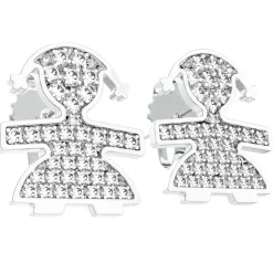 LeBebé | Orecchini a lobo femminuccia oro bianco collezione i Pavé