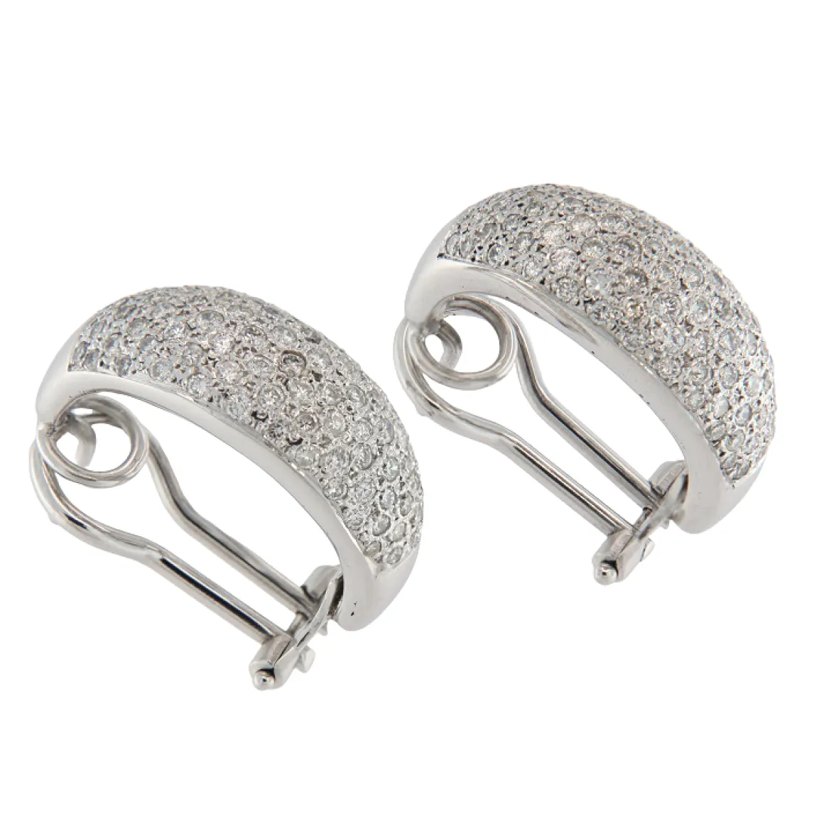 Orecchini ad anella in oro bianco con diamanti