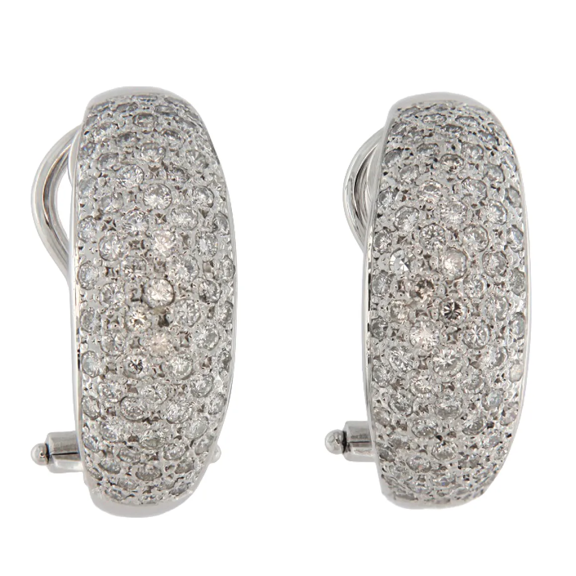 Orecchini ad anella in oro bianco con diamanti