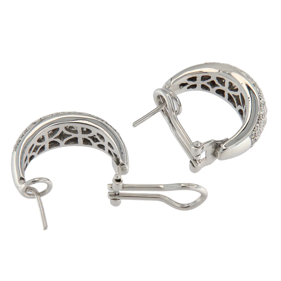 Orecchini ad anella in oro bianco con diamanti