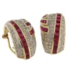 Orecchini in oro giallo 14 kt con diamanti e rubini
