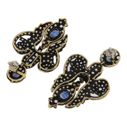 Orecchini in oro giallo e argento con zaffiri e diamanti